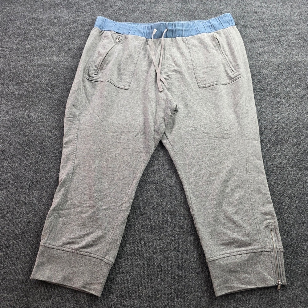New York & Company Joggers Gray Ankle Zip Sweatpants Crop‎ XL Womens Loungewear